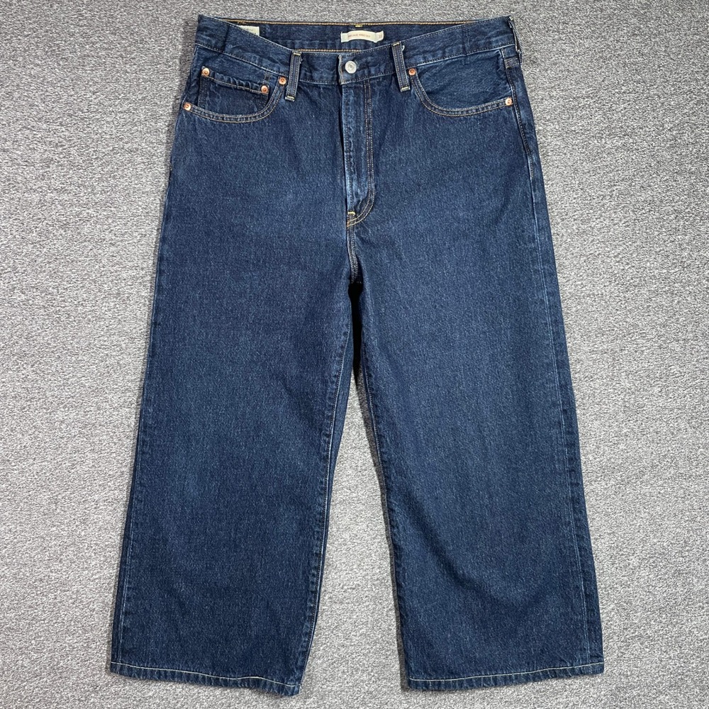Levi's Premium Jeans Ribcage Wide Leg Dark Wash High Rise Womens 33 Indigo